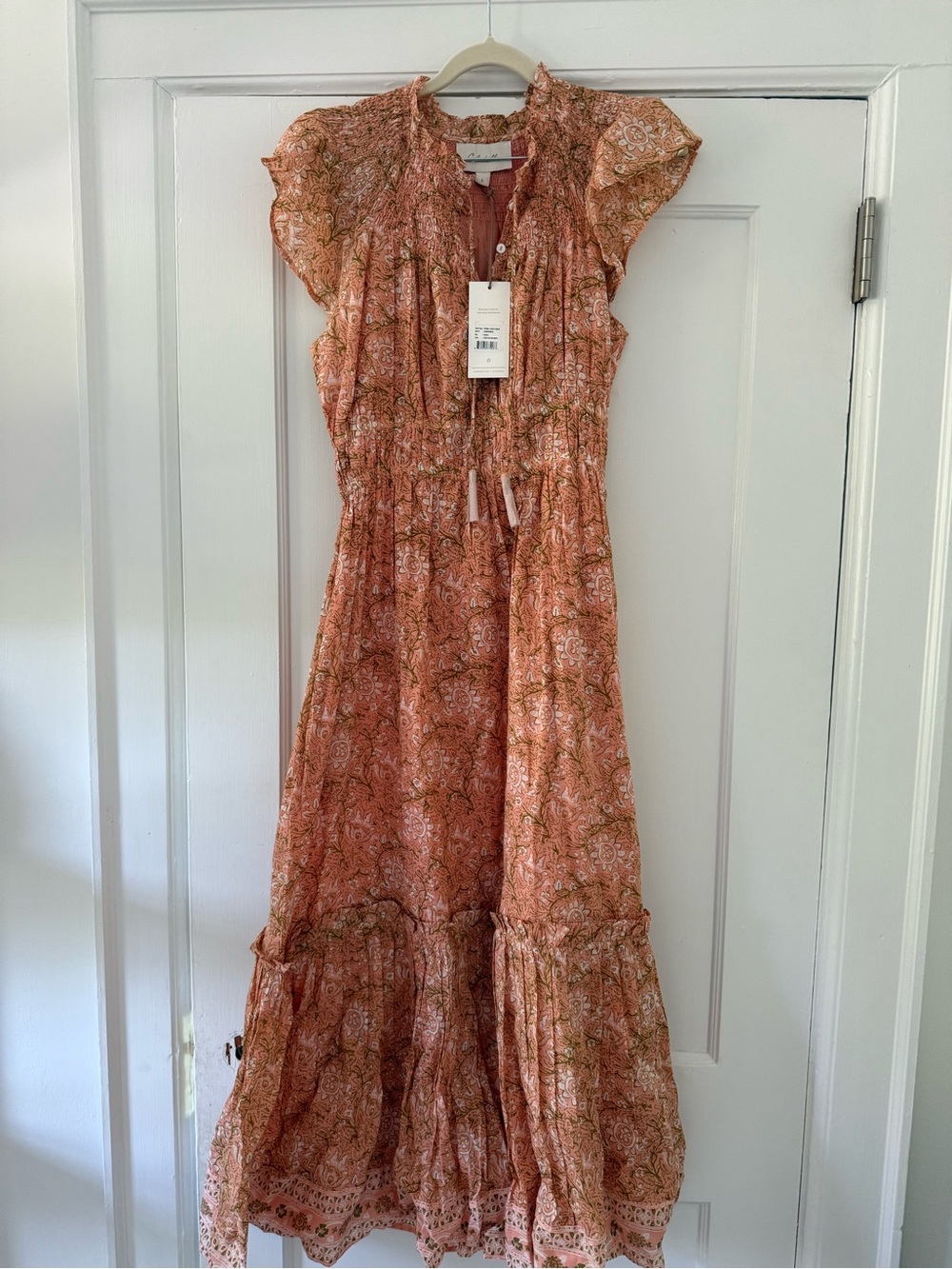 NWT CLEOBELLA Indira Ruffle Tiered Cotton Dress Blush Pink Small - Picture 2 of 7